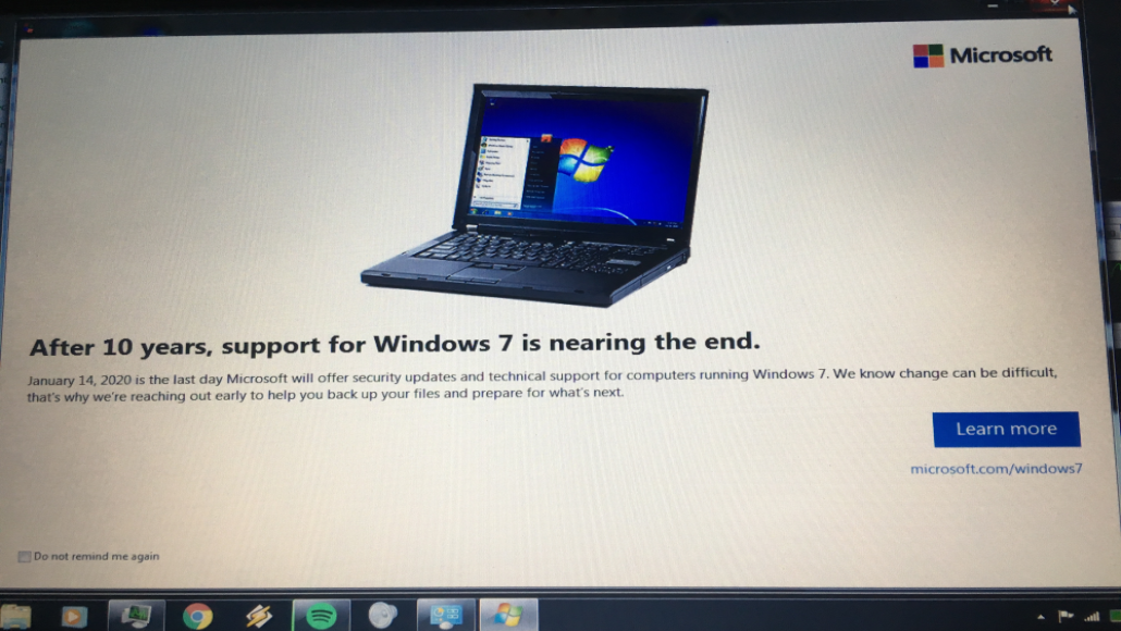 Windows 7 waarschuwing