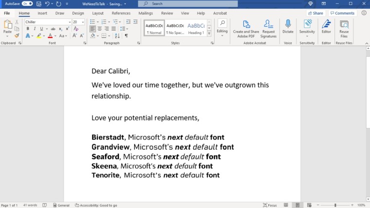 Microsoft neemt afscheid van Calibri als standaardfont