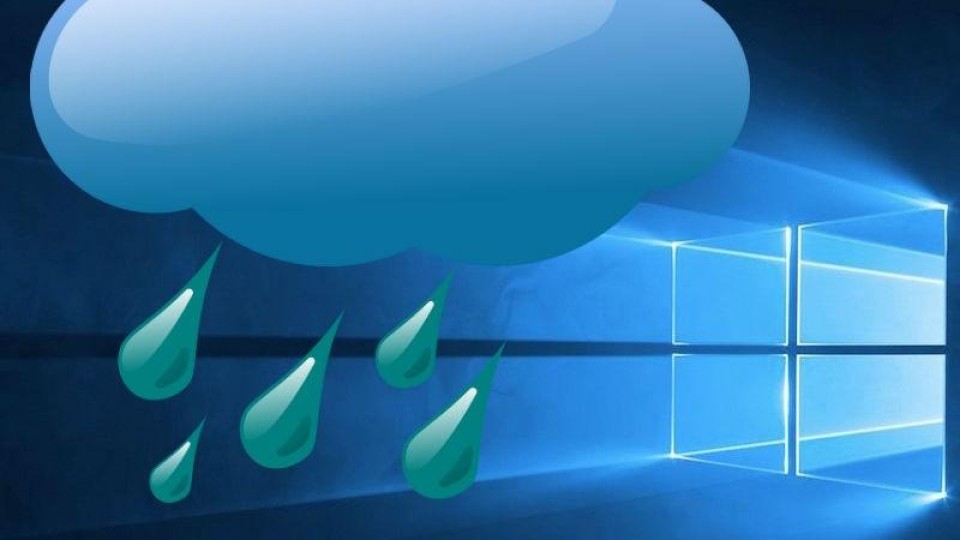 Windows 10 met wolk en regen