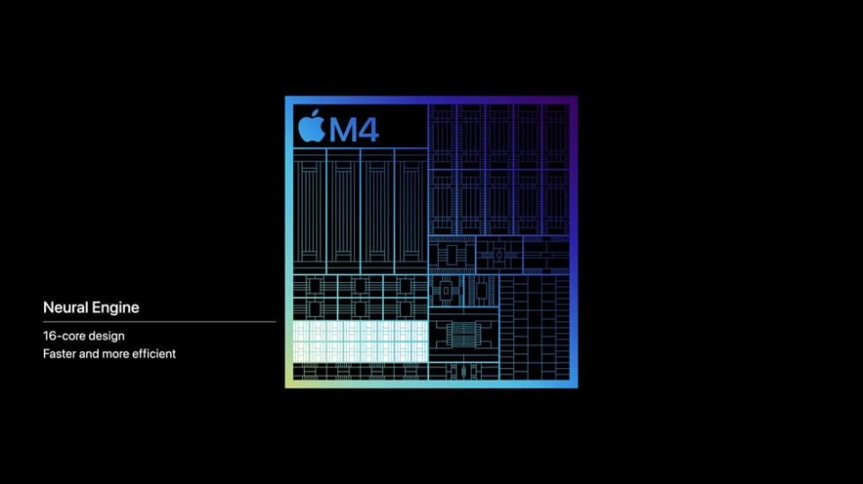 Neural Engine aangeduid in de M4-chip van Apple