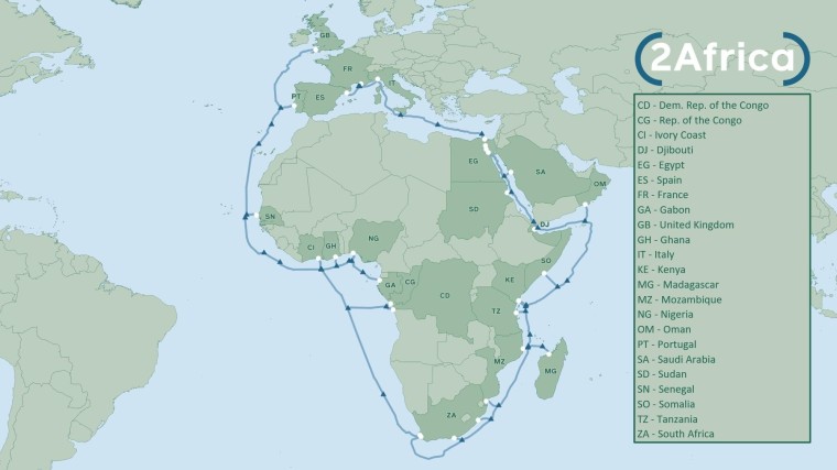 Consortium van Facebook en telecombedrijven legt internetkabel rond Afrika