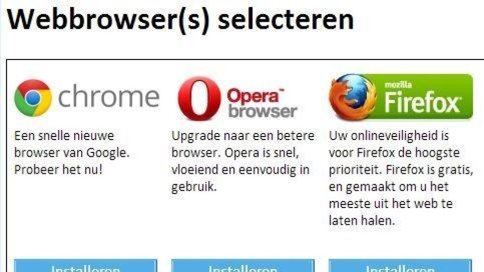 keuzescherm browsers