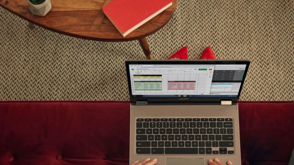 laptop, spreadsheet, thuiswerken