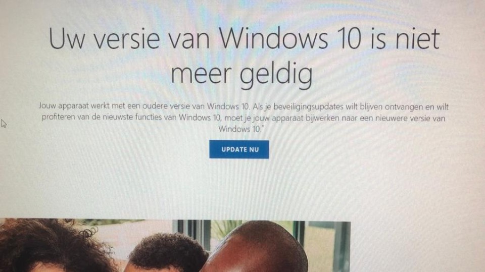 Windows 10 1803 waarschuwing