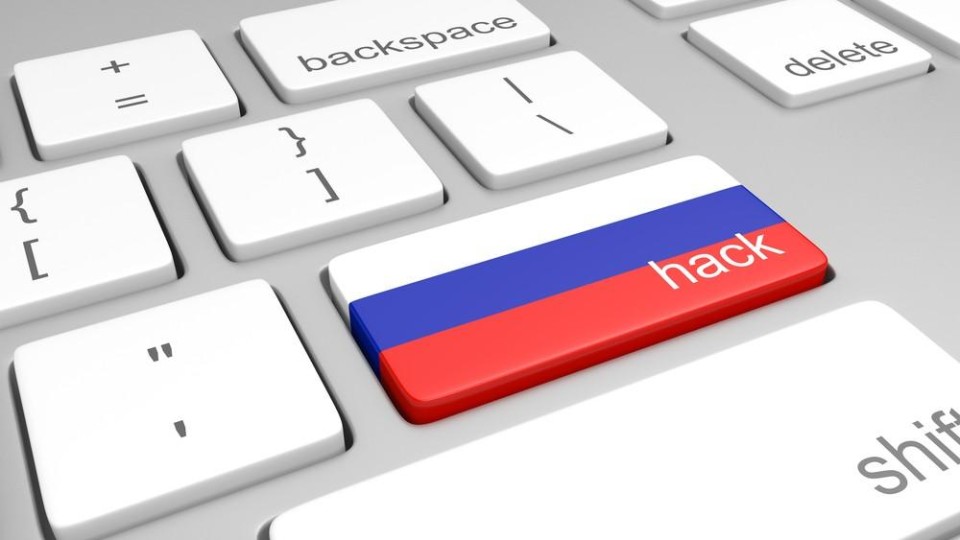 hack-toets met Russische vlag erop