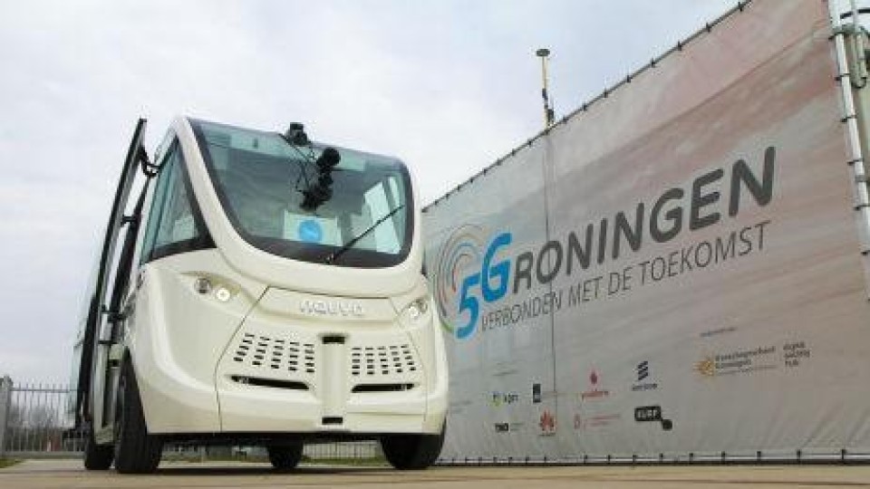 Zelfrijdend busje op testlocatie 5G Groningen