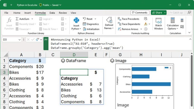 Excel krijgt Python (in een container, voor analytics en visualisatie)