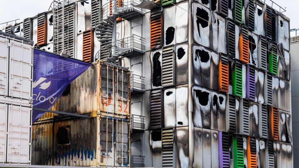 De restanten van het afgebrande datacentrum van OVHcloud in Straatsburg (maart 2021)