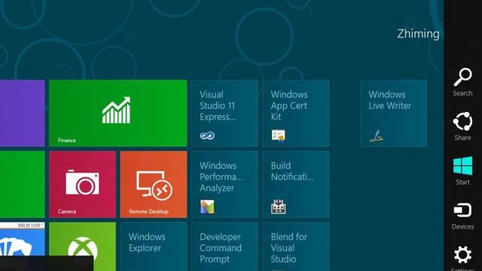 Windows 8 tiles &amp; charms bar