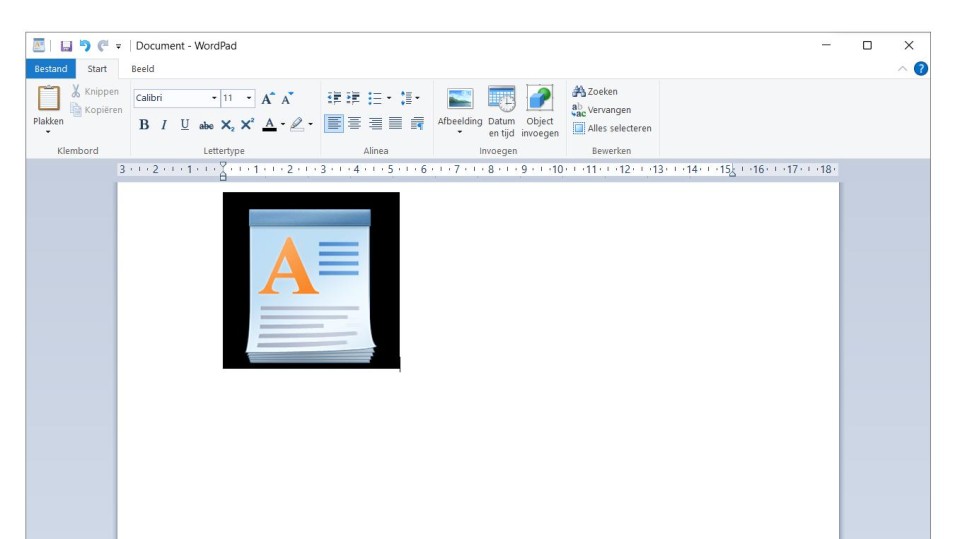 WordPad icon in WordPad document