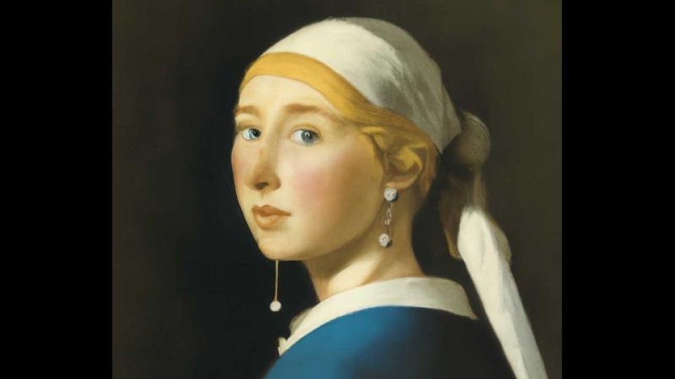 Dale-E 2 gegenereerde variatie op het meisje met de parel van Johannes Vermeer