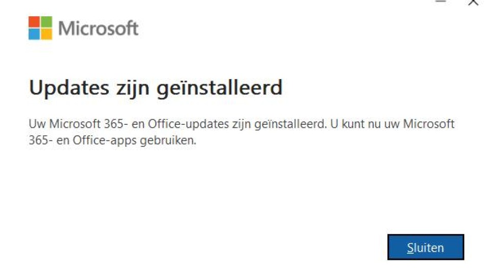 Microsoft-melding: Updates zijn geïnstalleerd