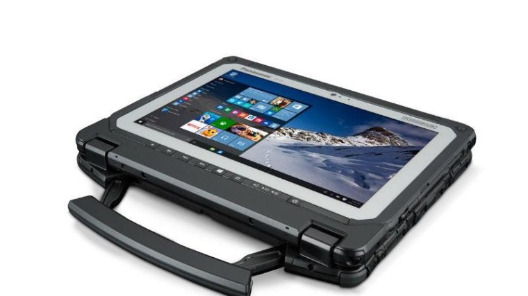 Product: Notebook annex tablet die tegen een stootje kan