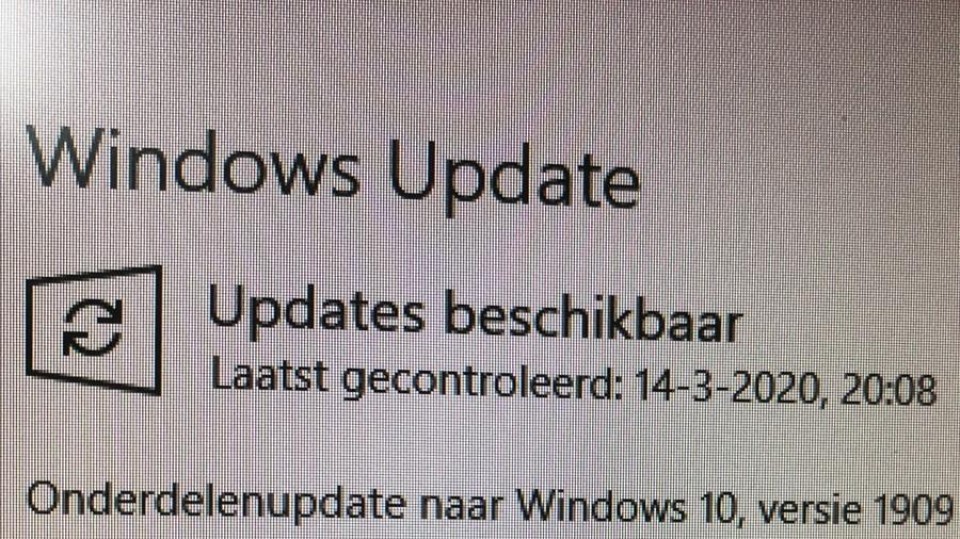 Windows 10 1809 update naar 1909 (26 maart 2020)