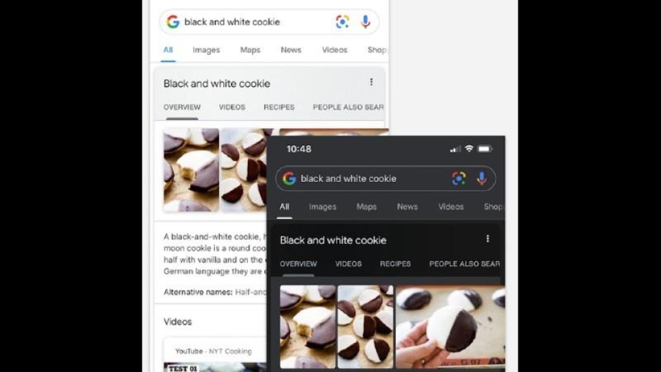 Google search in dark mode
