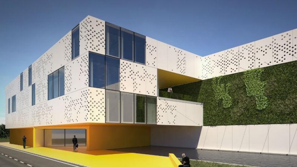 Artist impressie van het datacenter dat in Zeeland gebouwd wordt