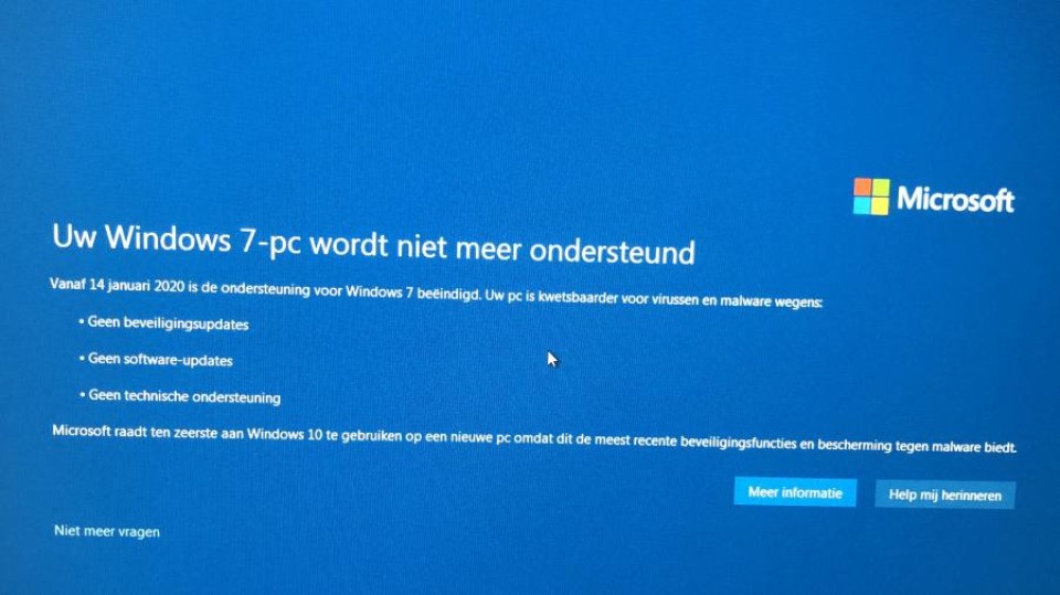 Windows 7 support melding