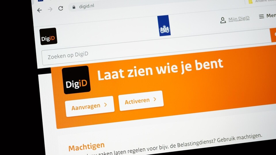 Het openingsscherm van de website van DigiD