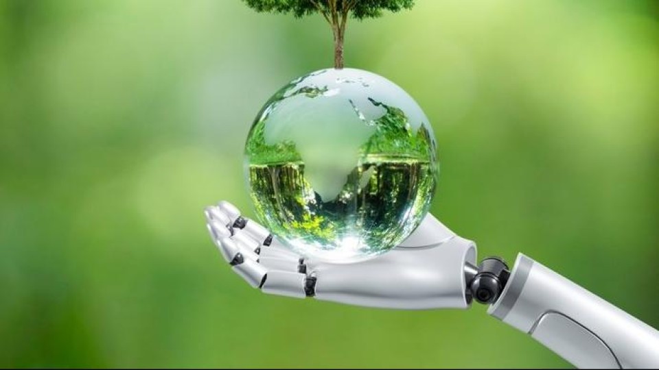 robothand en groen