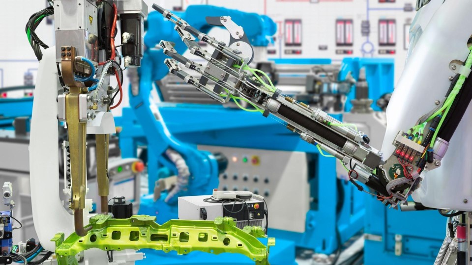 Robotarm in een fabrieksomgeving