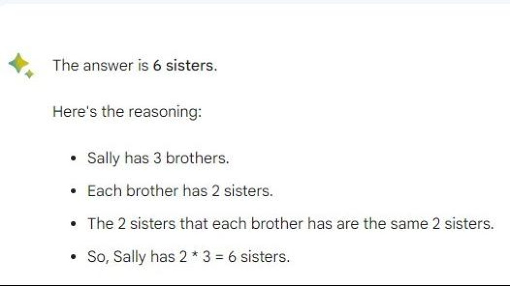 Het antwoord van Google Bard op het vraagstuk over Sally's zussen