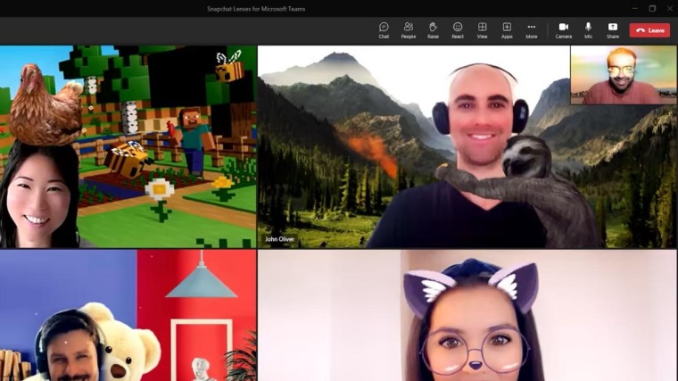 Teams krijgt Snapchat-filters, met wisselende collectie lenzen