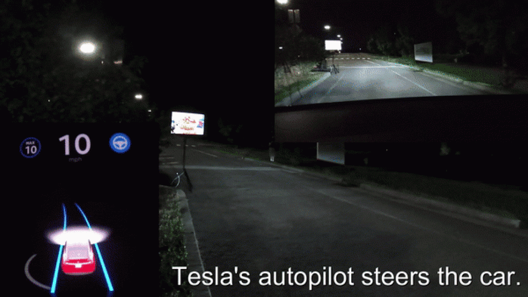 Tesla stops at phantom roadsign