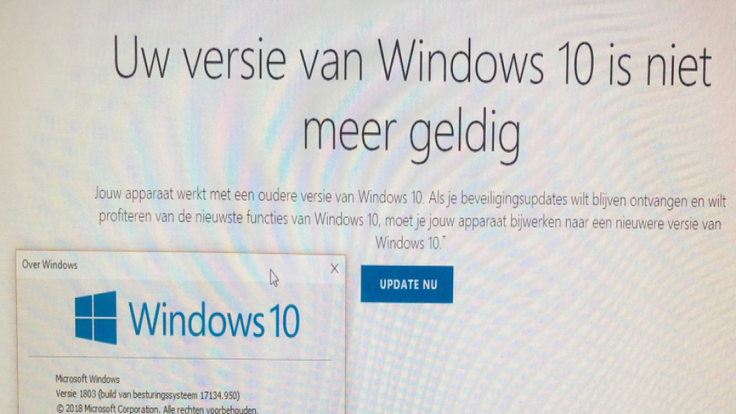 Windows 10 'niet meer geldig'
